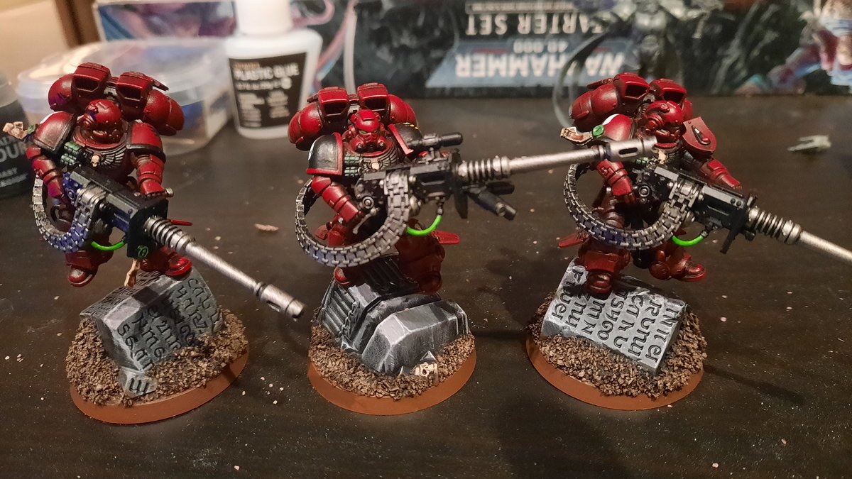 It was a "little" extra effort but since I absolutely REFUSE to deal with those awful flight stands, I've spent last night making new bases and this morning drilling &amp; pinning my new Inceptors, just like my Supressors.

#BloodAngels #SpaceMarines #WarhammerCommunity #Warhammer40K