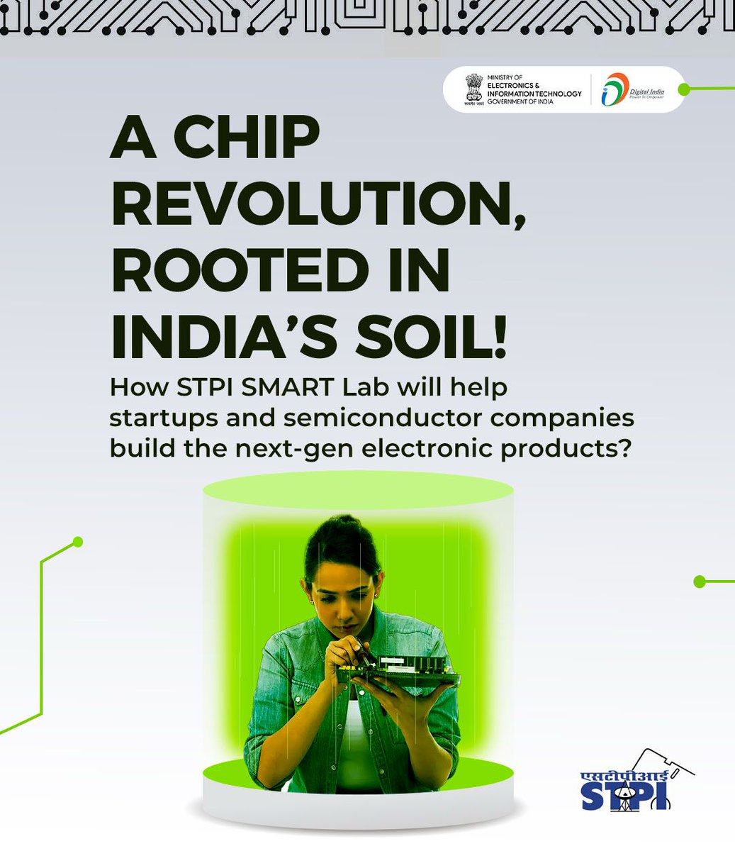 _DigitalIndia's tweet image. India enters a new era in chip innovation! 💡

STPI SMART Lab is giving startups and semicon firms the tools to build the future of electronics - right from Indian soil. 🇮🇳

🔗 Explore at stpi.in/en/lab/smart-l…

#SMARTLab #DigitalIndia #ChipRevolution @stpiindia