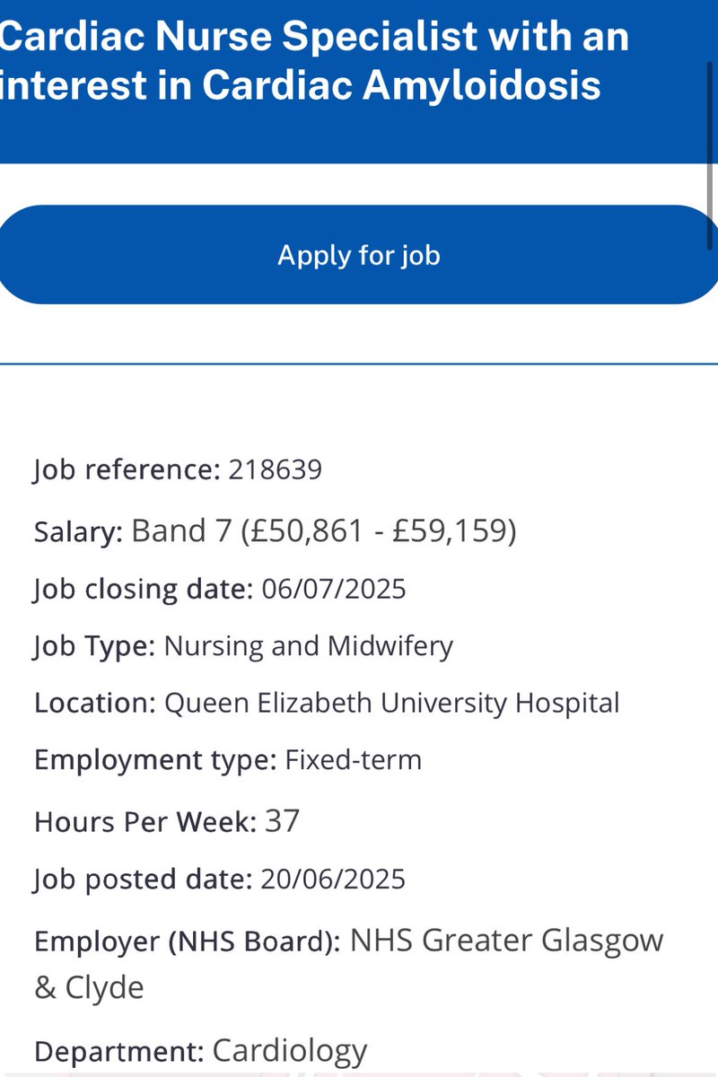 Maggie Simpson (@m4ggiesimpson) on Twitter photo 🚨 job alert 🚨
Fantastic to see a new role in 🏴 focused on #cardiacamyloidosis care – a real milestone for patients with this under-recognised condition
<a href="/NHSGGC/">NHS Greater Glasgow and Clyde</a> is recruiting an ANP/CNS to support a new regional CA service & help shape the future of care
A brilliant 🚨 job alert 🚨
Fantastic to see a new role in 🏴 focused on #cardiacamyloidosis care – a real milestone for patients with this under-recognised condition
<a href="/NHSGGC/">NHS Greater Glasgow and Clyde</a> is recruiting an ANP/CNS to support a new regional CA service & help shape the future of care
A brilliant
