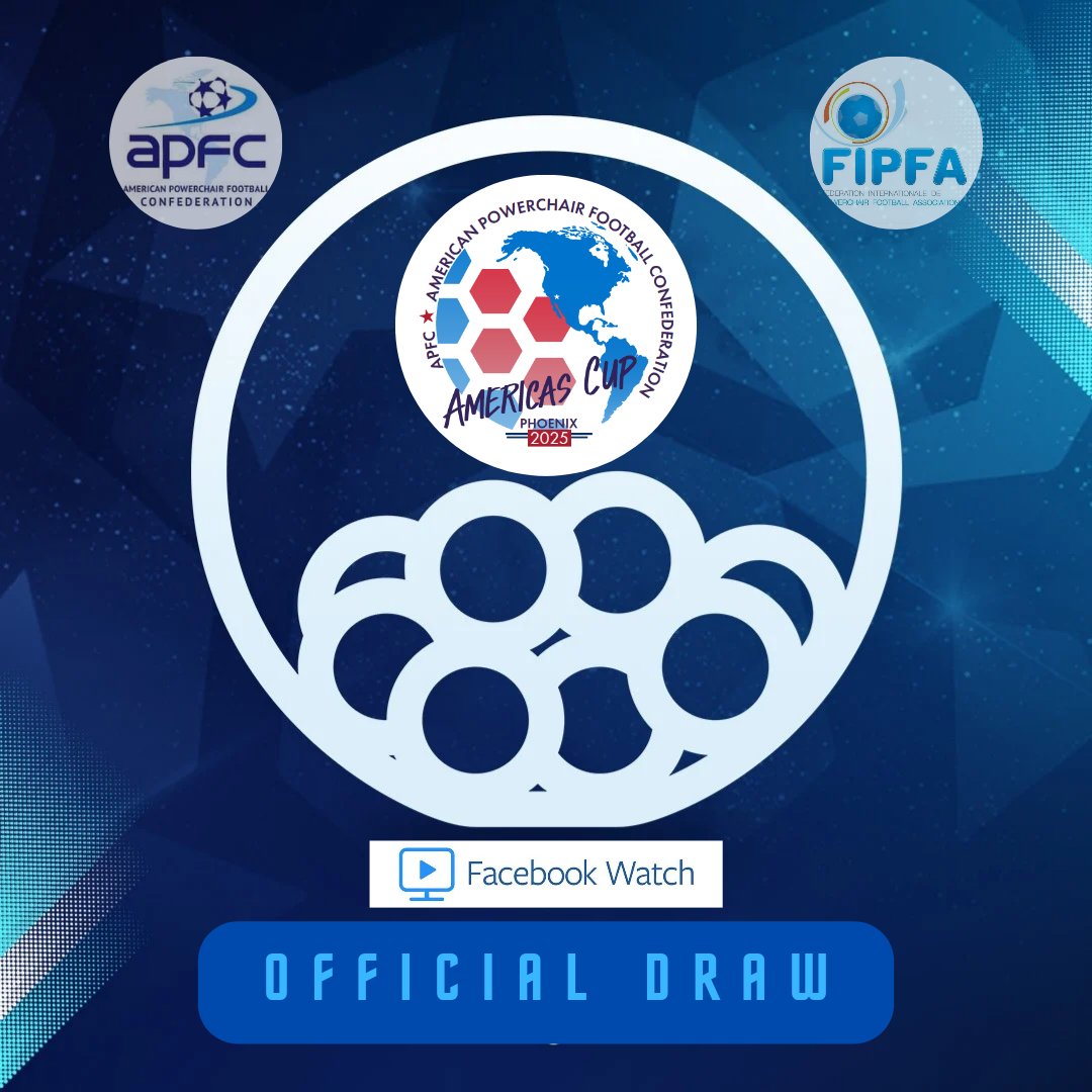 APFC_Powerchair's tweet photo. The Americas Cup Draw presented by MK Battery will take place this Saturday, June 21st at 2pm EST. Tune in APFC Facebook live to learn each country’s schedule! https://t.co/oZItTpsUs8