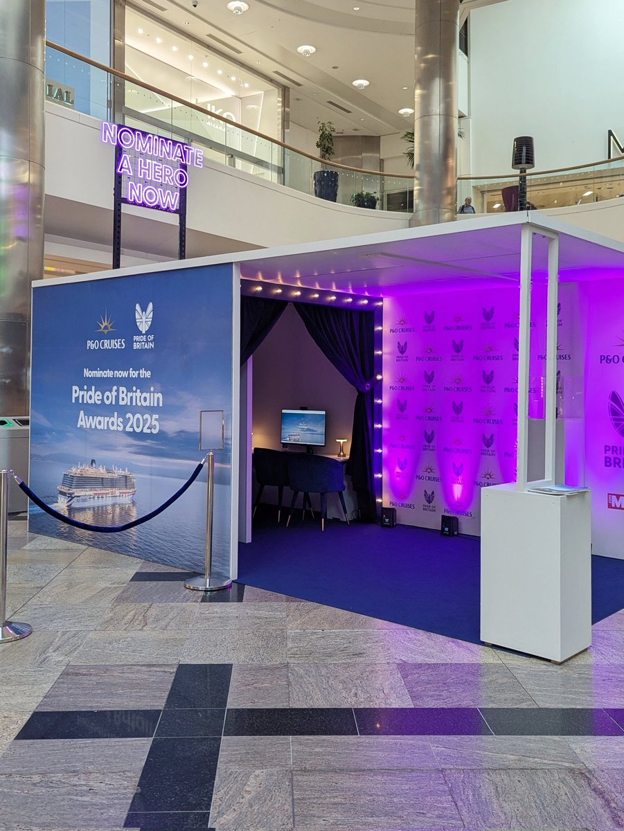 Westquay's tweet photo. The nomination booth for the Daily Mirror Pride of Britain Awards makes its final stop in Southampton today, with us at Westquay until 8pm today.

Come by and nominate someone deserving for the @pandocruises Inspiration Award!

#PrideOfBritain #PandOCruises #Southampton https://t.co/rFyj2b9k0v