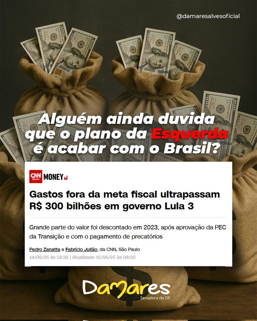 E O IMPEACHMENT? NÃO! NUNCA VEM.
Lulis ultrapassa 300 bilhões fora da meta fiscal. Só isso já seria motivo suficiente para um impeachment. Mas, temos um Senado comprado, ajoelhado, submisso devido a processos no essetefe. Enquanto isso, o país vai se afundando ainda mais.
