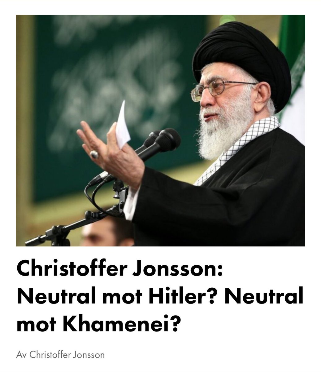 Läs gärna min text om där jag anser att regeringen borde visa ett starkare stöd till Israel, likt Tyskland, då mullorna i Iran är ett stort hot mot oss i västvärlden också. 

Länk till min text ⤵️:
samtiden.nu/2025/06/christ…