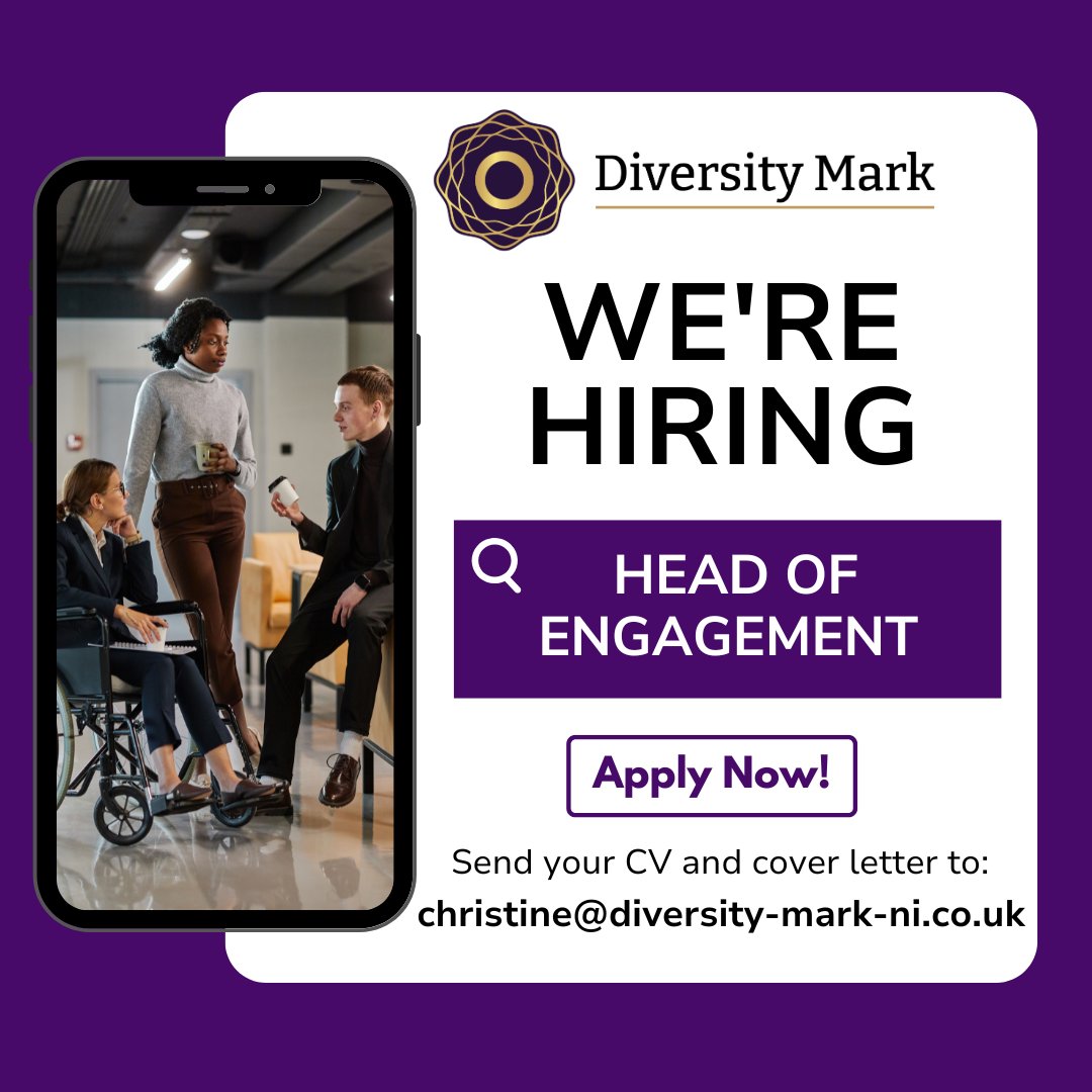 Diversity_Mark's tweet image. Looking for a dynamic, enthusiastic, and forward-thinking individual with a passion for building strong relationships to join our team as Head of Engagement. Closing date: Monday 7th July at noon. Click to know more ➡ bit.ly/44oVX7Q 
#WeAreHiring #DiversityMark #Hiring