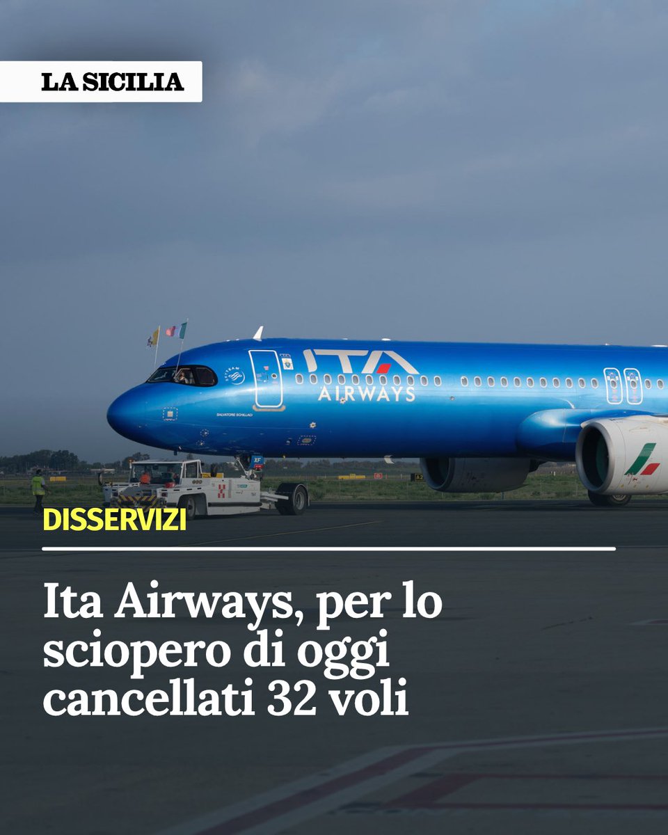 Ita Airways, per lo sciopero di oggi cancellati 32 voli

Possibile cambio prenotazione senza penale o rimborso

lasicilia.it/economia/ita-a…