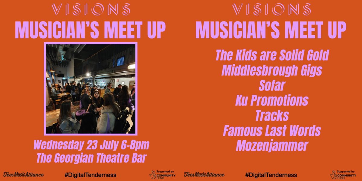 Wed 23rd July - Musician's Meet Up

Held at The GT Bar from 6-8pm, this event gives you the opportunity to chat with music industry experts &amp; ask them anything you’d like to know—all while enjoying free pizza &amp; pop.

The event is FREE &amp; open to all. RSVP: fb.me/e/6I394TNqL