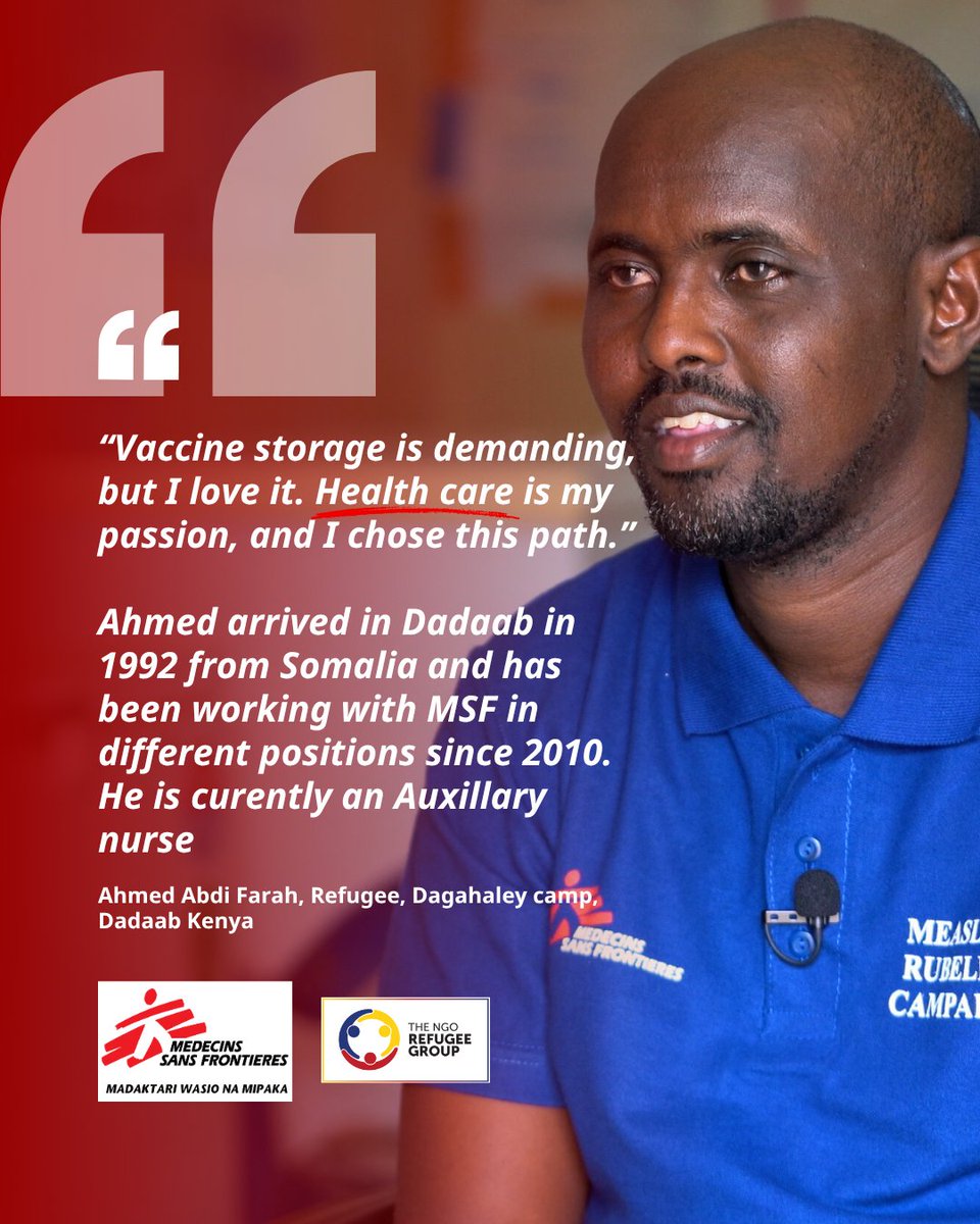 MSF East Africa (@msf_eastafrica) on Twitter photo ‘’Vaccine storage is demanding, but I love it. Health care is my passion, and I chose this path,” Ahmed Abdi Farah, Auxillary nurse, EPI, MSF.
<a href="/avsi_kenya/">AVSI Kenya</a> <a href="/KenyaRedCross/">Kenya Red Cross</a> <a href="/filmaidkenya/">FilmAid Kenya</a> <a href="/DCA_Kenya/">DanChurchAid Kenya</a>
#WorldRefugeeDay2025 #SolidarityWithRefugees, #NRGVoices, #RefugeesInKenya ‘’Vaccine storage is demanding, but I love it. Health care is my passion, and I chose this path,” Ahmed Abdi Farah, Auxillary nurse, EPI, MSF.
<a href="/avsi_kenya/">AVSI Kenya</a> <a href="/KenyaRedCross/">Kenya Red Cross</a> <a href="/filmaidkenya/">FilmAid Kenya</a> <a href="/DCA_Kenya/">DanChurchAid Kenya</a>
#WorldRefugeeDay2025 #SolidarityWithRefugees, #NRGVoices, #RefugeesInKenya