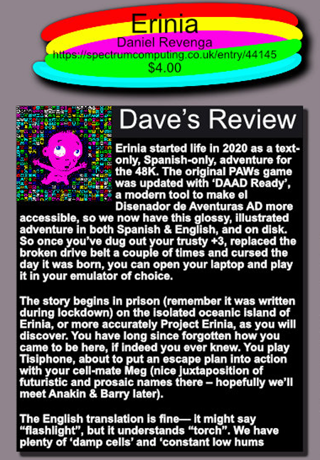 DaReInt's tweet photo. Me acabo de enterar de esta maravillosa review de #Erinia en Break Space. La revista de #ZXSpectrum cuyo número de primavera (primer trimestre de 2025) podéis descargar aquí: https://t.co/pezG7FZfH5 https://t.co/5WIQbBsqT8