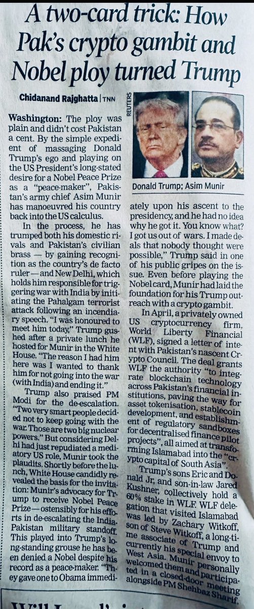 manickamtagore's tweet image. Even someone like Munir — known more for muscle than mind — played Trump with a crypto pitch and Nobel bait, landing a White House lunch.

Meanwhile, Modi’s much-hyped diplomacy got us what?
Selfies, speeches, and strategic sidelining.

#ModiForeignPolicy #Trump