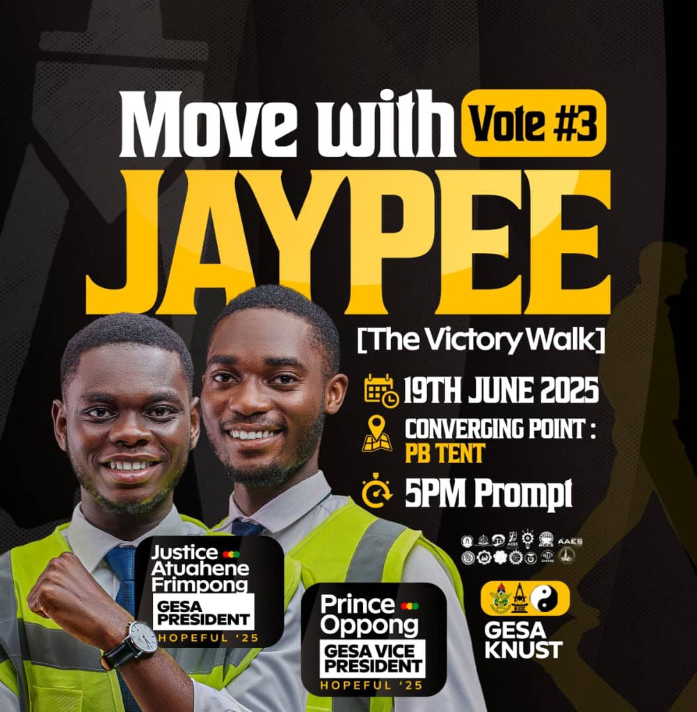 Prince Twumasi Oppong (@_princeoppong) on Twitter photo Fellow Engineers in Training,
Your love, belief, and support have shaped this journey, and your kindness has carried us through.We’re truly grateful.
As you cast your vote today, stand with us one more time.
We’re_Number 3_on the ballot. Let’s make this dream a reality, together. Fellow Engineers in Training,
Your love, belief, and support have shaped this journey, and your kindness has carried us through.We’re truly grateful.
As you cast your vote today, stand with us one more time.
We’re_Number 3_on the ballot. Let’s make this dream a reality, together.