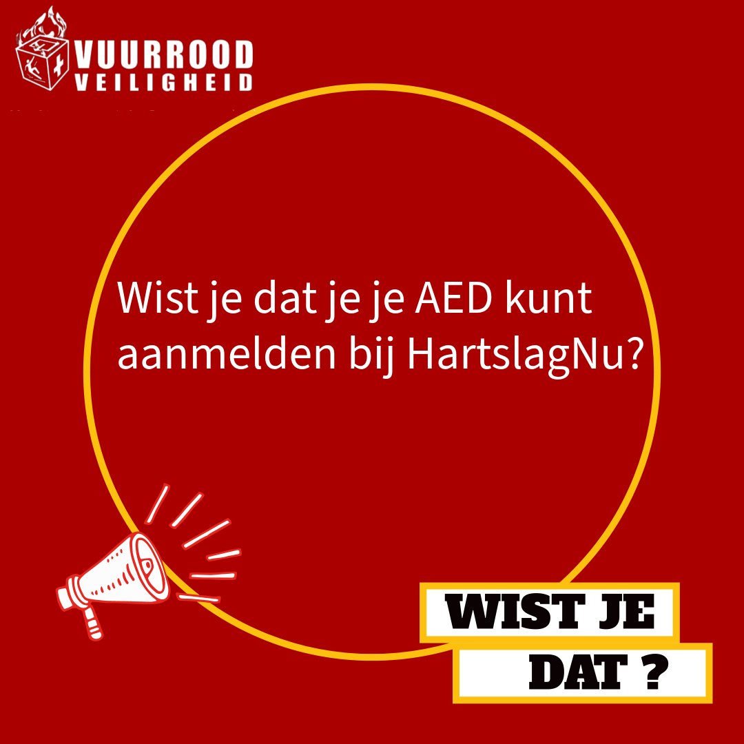 VuurroodBV's tweet photo. Door je AED te registreren bij HartslagNu, kan deze snel gevonden worden in geval van nood! 💓 Het helpt bij het sneller inzetten van de AED, wat levens kan redden.

#HartslagNu #AEDRegistreren #AEDBeschikbaar #LevensRedden #Reanimatie #EHBO #Noodsituatie #Burgerhulpverlener https://t.co/bTYiAqDVmL