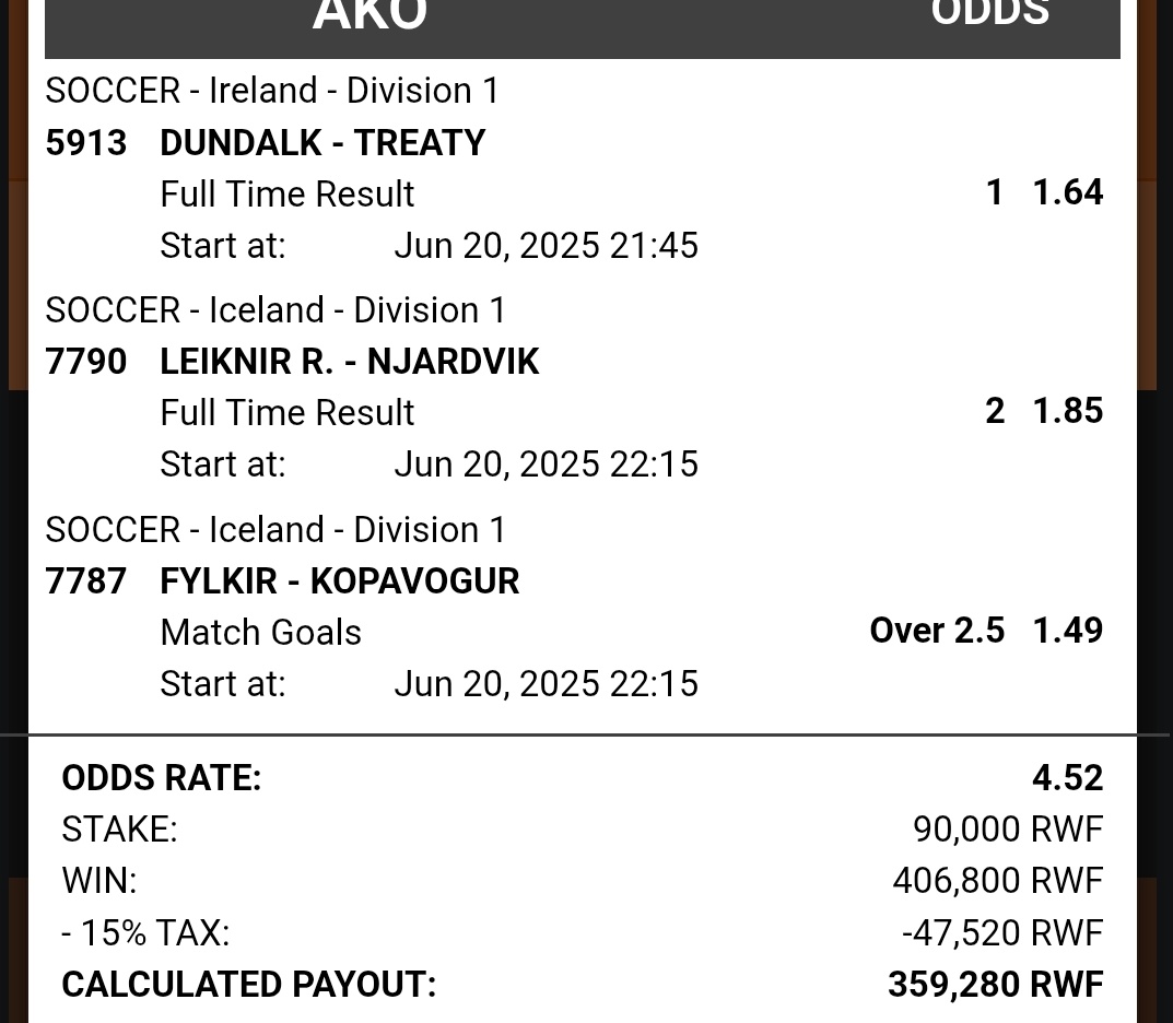 WELL ANALYZED ODD 4+ 💪💪
90% TRUSTED.....✍✍

Betpawa code 👉 1LGGT4E

Wish you well