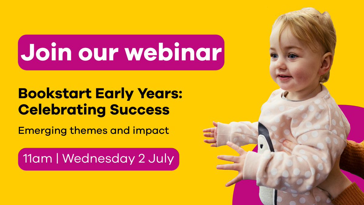 Booktrust's tweet image. Calling all our Early Years partners - we are celebrating YOU in our next webinar!

Join us on 2 July to learn about the impact you've made, hear from other settings about their work, meet our #WriterInResidence Camilla Reid and find out what's coming up!

us06web.zoom.us/webinar/regist…