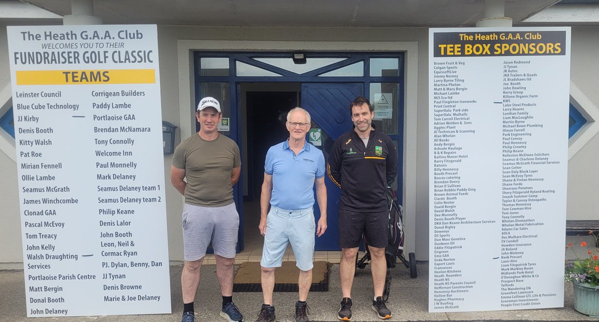 Our Annual Golf Classic has begun. A huge thanks to Seamus McGrath who organises this each year for the club.
Thank you for all the support. We hope our members and friends will join us for some drinks tonight in the Heath Golf club, where the winners will be announced.