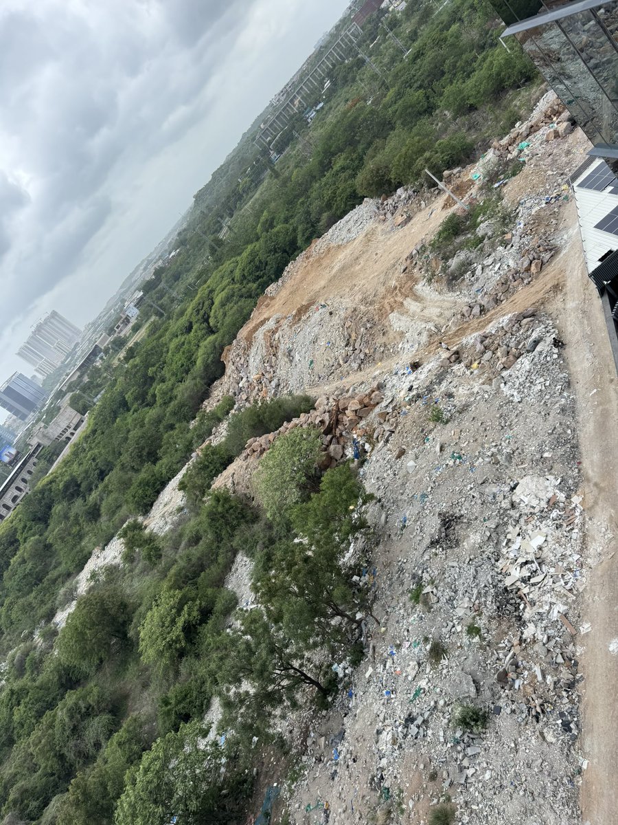 akunchala's tweet photo. @GHMCOnline @CommissionrGHMC @TelanganaCMO @TelanganaDGP  - someone seems to be constant dumping construction debris and eating away all the forestation near financial district. Request your intervention. Location: Opposite Isle of Sky, behind The District building https://t.co/Vo476oitAw