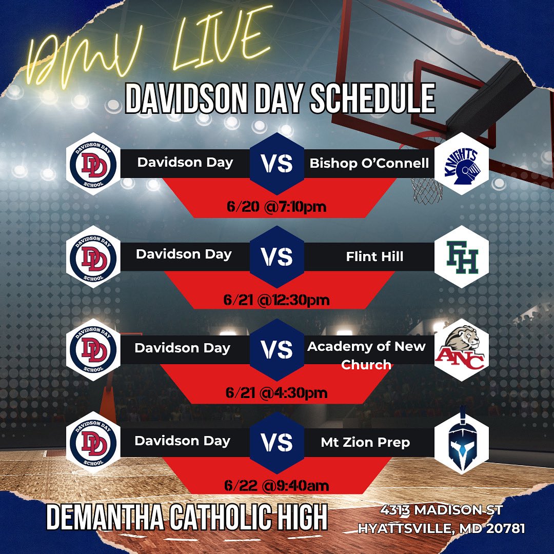 Davidson Day Live Period Schedule this weekend at DMV Live!