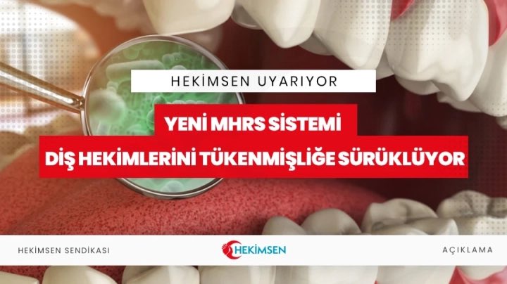 📢 Diş Hekimleri 21 Randevuya Sıkıştırılamaz!

Sağlık Bakanlığı’nın yeni MHRS Optimizasyon Sistemi, yapay zeka destekli olsa da sahadaki gerçekleri göz ardı ediyor. Sabit 21 randevu dayatması, adaletsiz performans ölçütleri ve hasta ihtiyaçlarını görmezden gelen yapısıyla hem