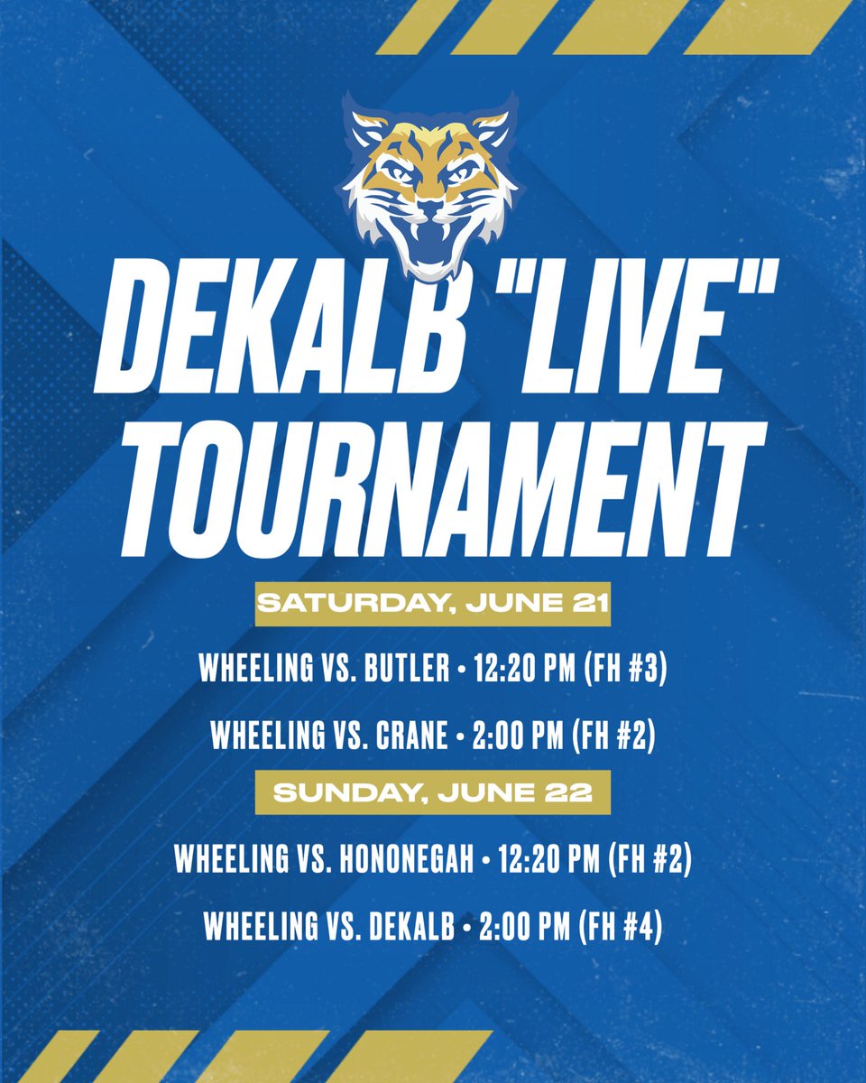 Wheeling_Hoops's tweet image. This weekend our program is competing in the DeKalb Live Tournament (@DeKalb_Live ), where college coaches can watch a glimpse of our guys in action. The following is our schedule and location of games:

@WHSactivities @Wheeling_Cats @WHSBaseball2 @AndrewBraverman @Coach_Antosz