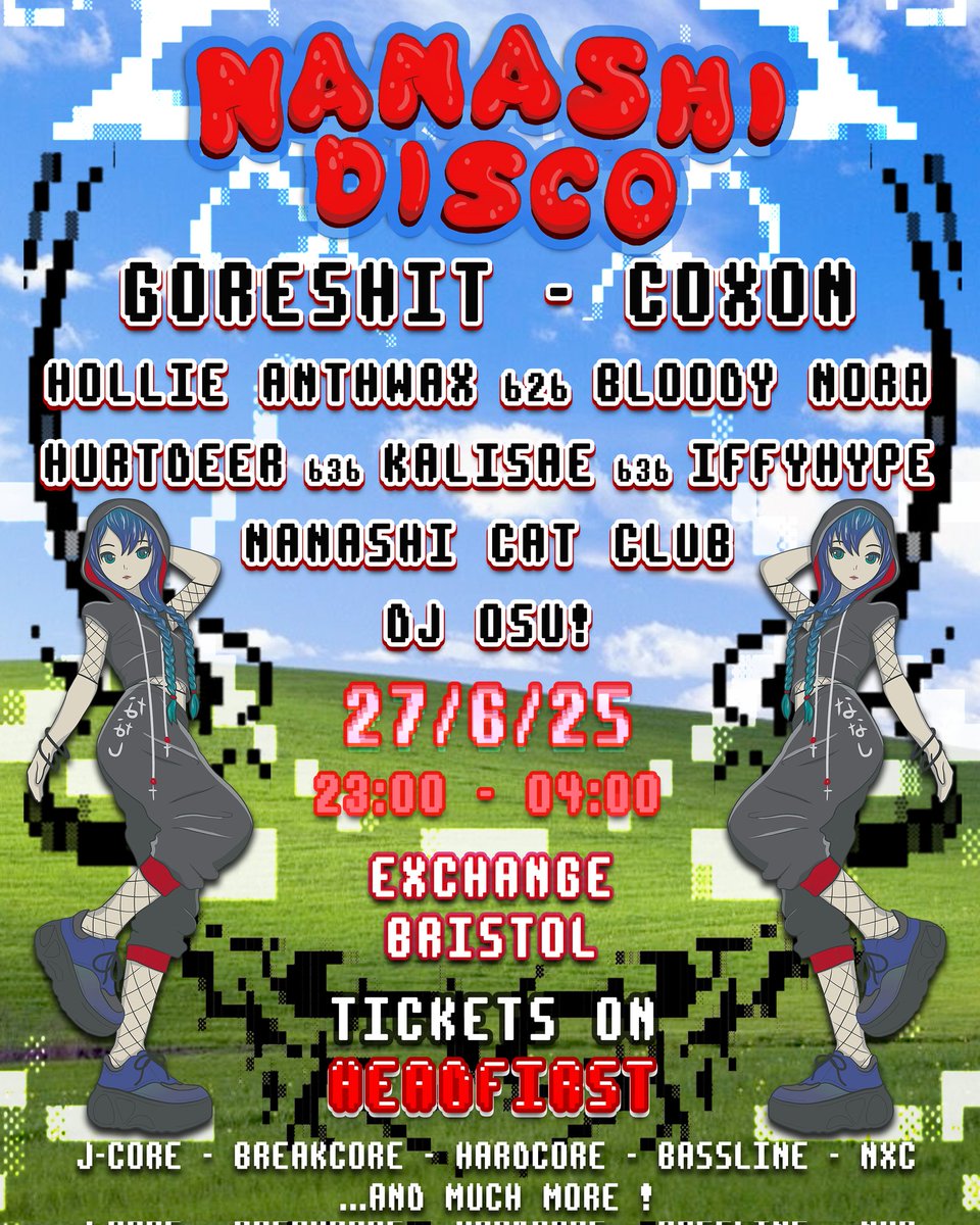 We're now just a week away from Nanashi Disco does Bristol. 

To help get you on the mood we've just dropped a little promo mix courtesy of Kalisae, <a href="/hurtdeeronline/">hurtdeer 🫵🦌</a> and <a href="/iffyhype/">IFFYHYPE</a> 

Check it here - 
on.soundcloud.com/V0stvZBCUHU7o9…