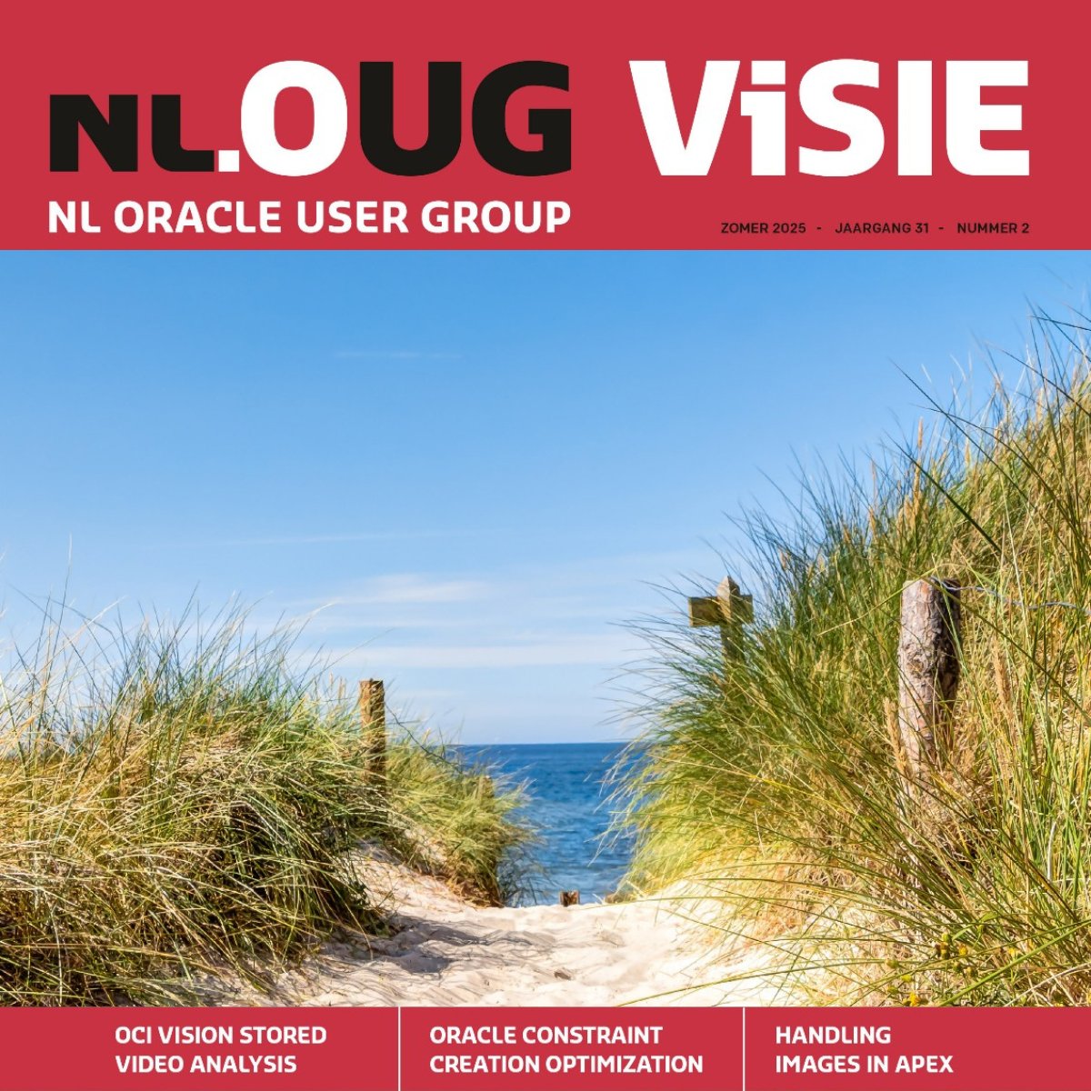De nieuwe nlOUG Visie is er weer. In dit nummer o.a.  

• OCI Vision Stored Video Analysis door Luc Bors 
• Oracle Constraint Creation Optimization by Oren Nakdimon 
• Handling images in APEX by Karen Canell  ...en veel meer!  

Je leest hem hier: nloug.nl/nloug-visie-zo…