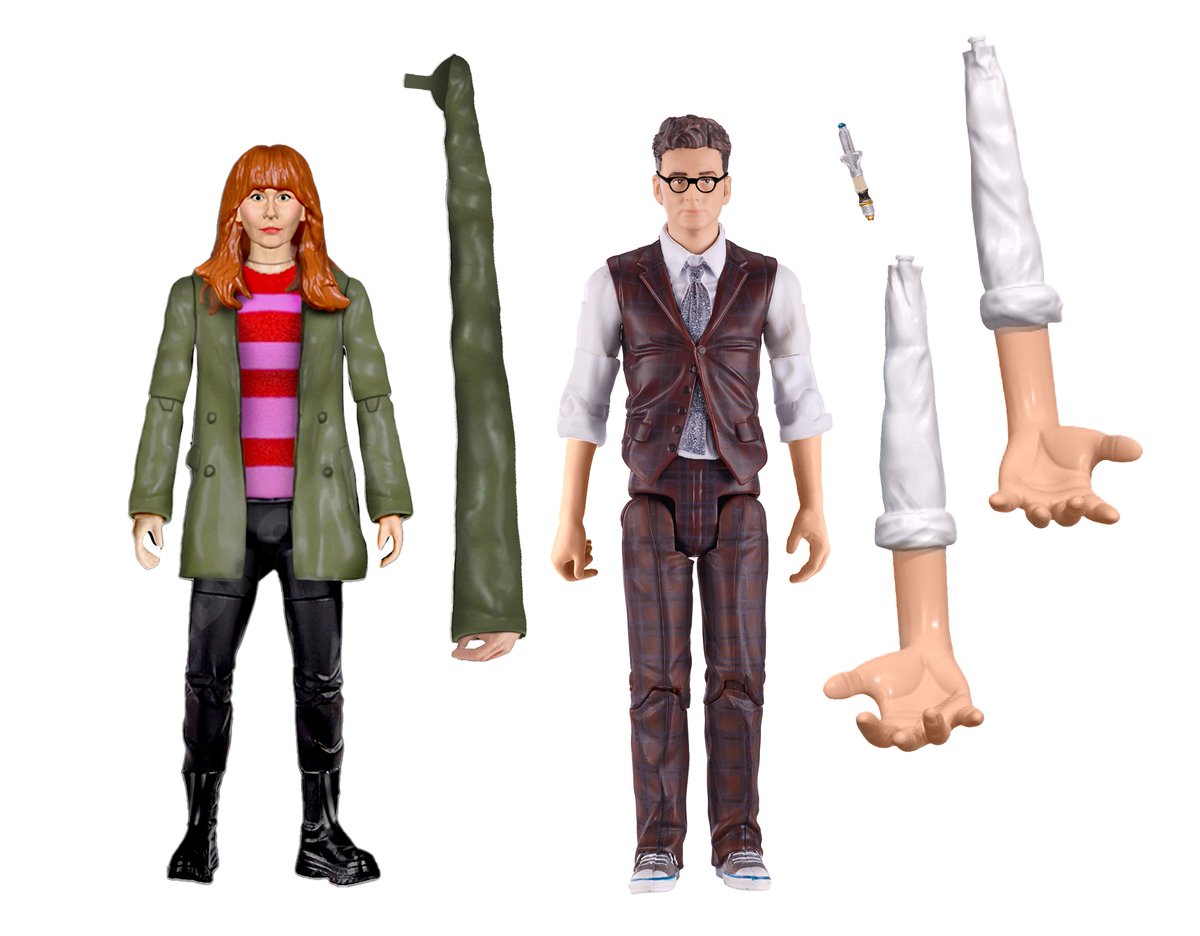 AndrozaniChap's tweet image. NEW CONCEPT! #DoctorWho Wild Blue Yonder figure set featuring Fourteenth Doctor (Glasses head) and Donna Noble with &apos;&apos;Not Thing&apos;&apos; arms attachments

Donna Figure created by @Gallifrey_C 
14th Doctor Arms are available to download free from his page.