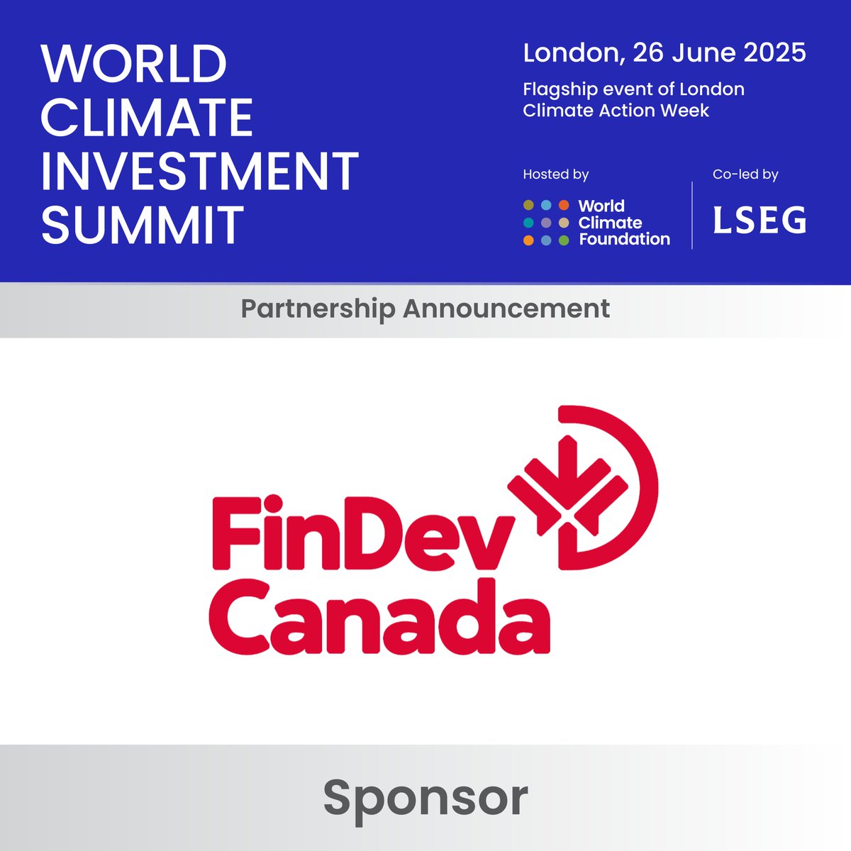 wclimate's tweet image. 🌐 Welcoming FinDev Canada as a Sponsor of the World Climate Investment Summit 2025!
FinDev Canada supports investments that foster sustainable economic growth and climate resilience in developing countries. Engaging with #WCIS2025 during #LCAW is a part of their commitment to…