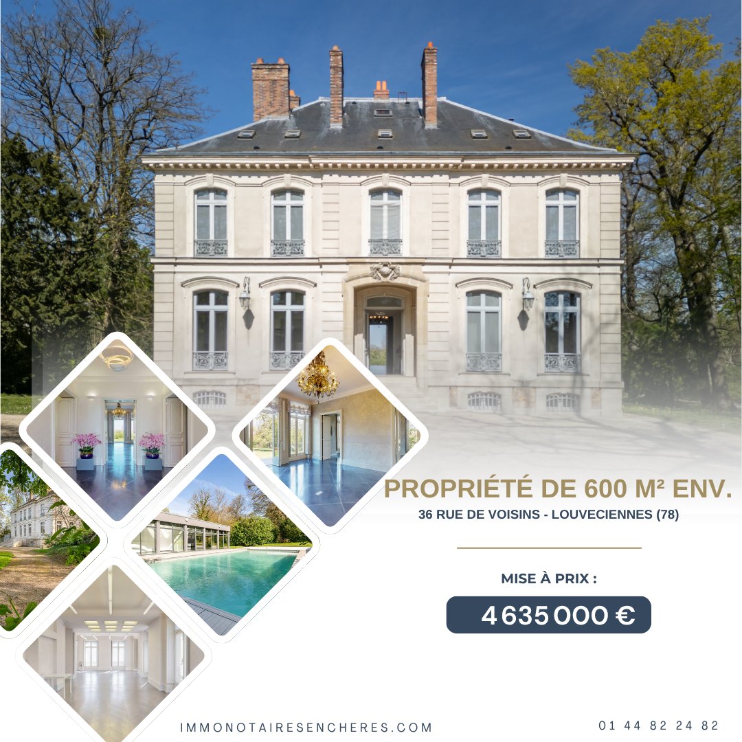 🏡 DERNIÈRE VISITE AJOUTÉE !

Le Domaine de Voisins vous ouvre une dernière fois ses portes avant la vente ;-)
Ne manquez pas cette occasion unique de découvrir ce lieu chargé d’histoire, qui fut la résidence de Karl Lagerfeld !

Vente le 1er juillet 2025
📌 Mise à prix : 4 635