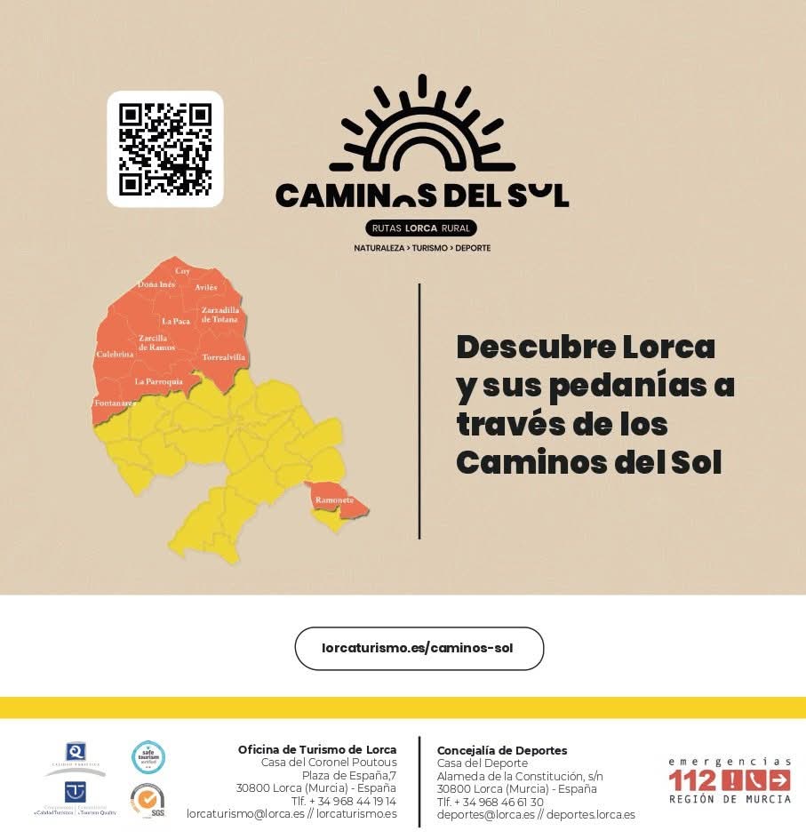 ¿Buscas una escapada de naturaleza? ☀️

 Los "Caminos del Sol" de Lorca te esperan con más de 30 rutas de senderismo y MTB en 12 pedanías.   

¡Encuentra tu ruta ideal y vive la naturaleza en estado puro! ➡️ lorcaturismo.es/caminos-sol/   

#CaminosDelSol #Senderismo #Lorca #Turismo