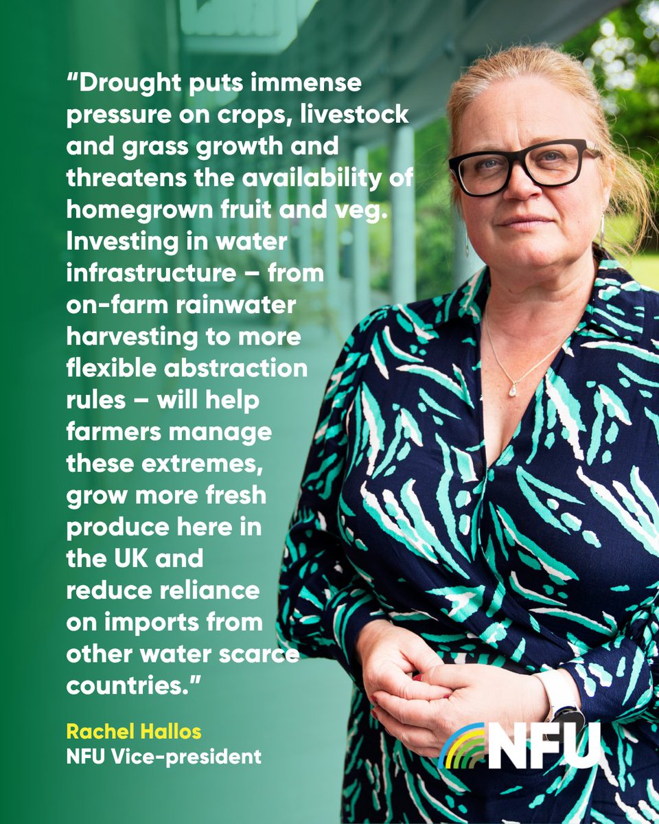 “After warnings of thunderstorms at the start of the month, this switch to hot, dry weather reinforces just how urgently we need long-term planning and investment in water resilience.

NFU Vice-president @rachellhallos comments on the current hot weather👇

#BackBritishFarming
