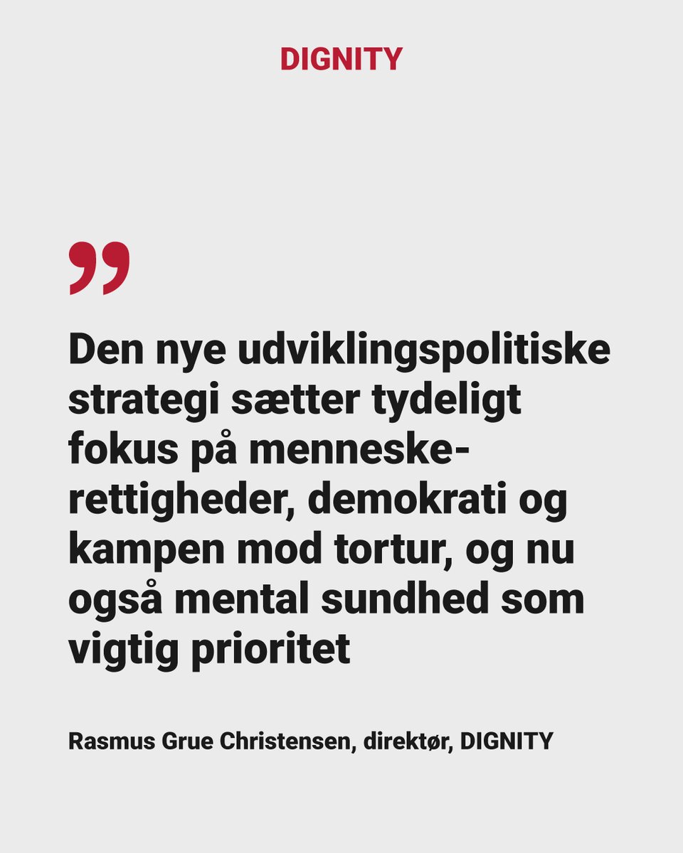 Det er positivt, at den nye udviklingspolitiske strategi sætter tydeligt fokus på menneskerettigheder, demokrati og kampen mod tortur – og nu også mental sundhed som vigtig prioritet
um.dk/danida/strateg…

#dkaid