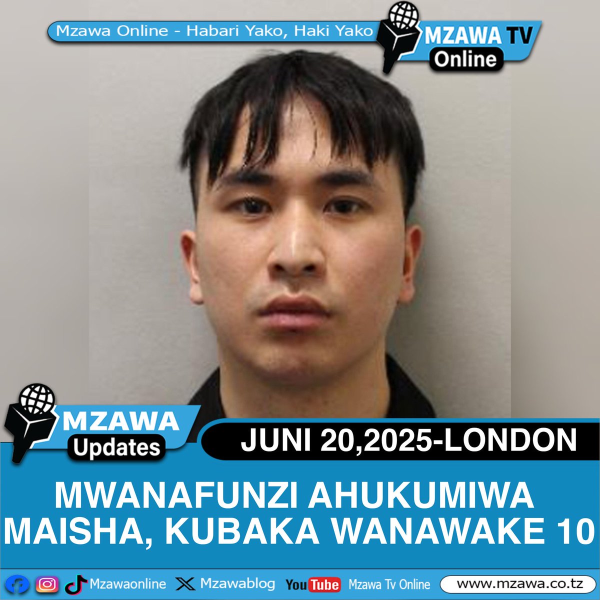 Zhenhao Zou, raia wa China na mwanafunzi wa Shahada ya Uzamivu (PhD) nchini Uingereza, amehukumiwa kifungo cha maisha baada  ya kupatikana na hatia ya  kuwabaka wanawake 10. 

 Baada ya kesi yake kusomwa tarehe. June19,2025 katika  Mahakama kuu ya  Inner London Crown Court Na