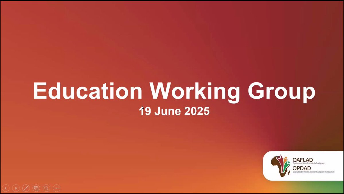 OAFLAD's tweet image. On June 19,, OAFLAD held a productive meeting of its Education Working Group, co-chaired by UNAIDS, with the participation of key partners and Technical Advisors to African First Ladies.
The meeting served as a platform to share experiences and align on key priorities for the…