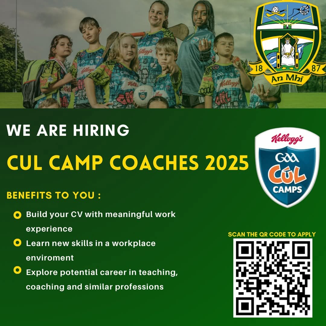 Meath GAA Coaching & Games (@meathcoaching) on Twitter photo Email culcamps.meath@gaa.ie if you're interested in joining our Coaching team for the Summer! Email culcamps.meath@gaa.ie if you're interested in joining our Coaching team for the Summer!