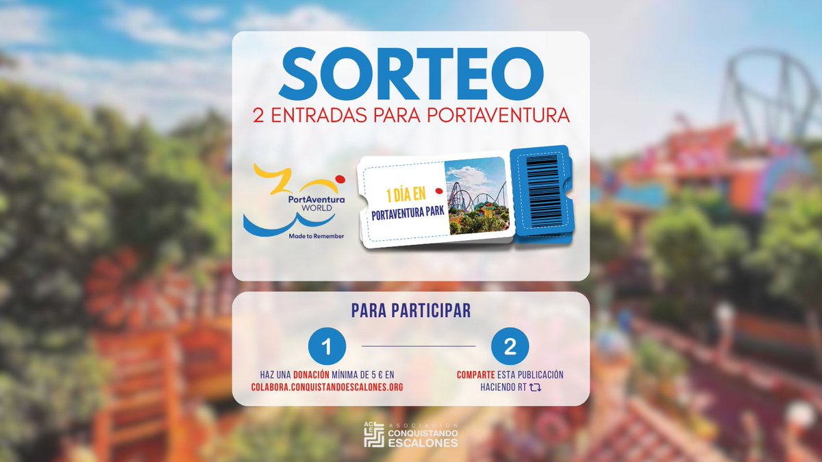 Asociación Conquistando Escalones (@acedistrofia) on Twitter photo 🎢 ¿Un día en <a href="/Portaventura_ES/">PortAventura World</a> por solo 5 €?
Dona a la investigación de la Distrofia Muscular LGMDD2 y entra en el sorteo de 2 entradas 🎟️
📅 Hasta el 30 de junio
👉 Toda la info aquí: conquistandoescalones.org/2025/06/entrad… 🎢 ¿Un día en <a href="/Portaventura_ES/">PortAventura World</a> por solo 5 €?
Dona a la investigación de la Distrofia Muscular LGMDD2 y entra en el sorteo de 2 entradas 🎟️
📅 Hasta el 30 de junio
👉 Toda la info aquí: conquistandoescalones.org/2025/06/entrad…