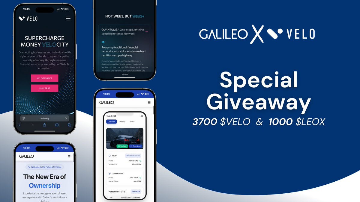🚨 GIVEAWAY TIME 🚨

Galileo x <a href="/veloprotocol/">Velo Official</a>  are teaming up for something big  (And you won't want to miss it.)

🎁 3,700 $VELO + 1,000 $LEOX up for grabs!

Here’s how to enter:
✅ Follow @VELO &amp; <a href="/galileoprotocol/">Galileo</a>  (We will verify)
✅ Tag 2 friends in the comments
✅ Bonus entry: