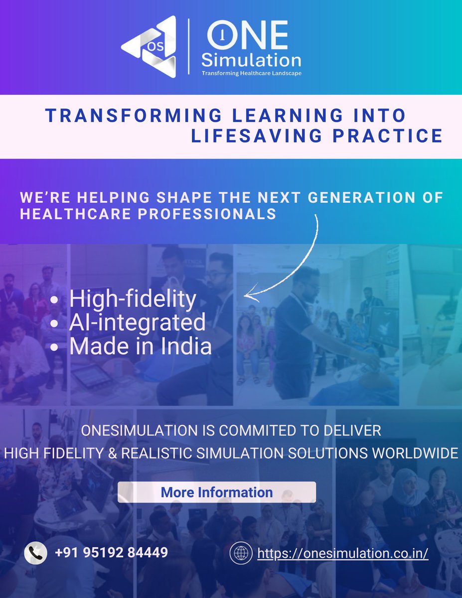 O_Simulation's tweet image. #Revolutionize Medical Training at Your Institution🏥
@O_Simulation  #empowers students to face real emergencies #confident &amp;amp; prepared. India’s leader in simulation-based training with AI powered simulators for #Radiology, #FetalTherapy &amp;amp; Emergency Care.
🔗onesimulation.co.in