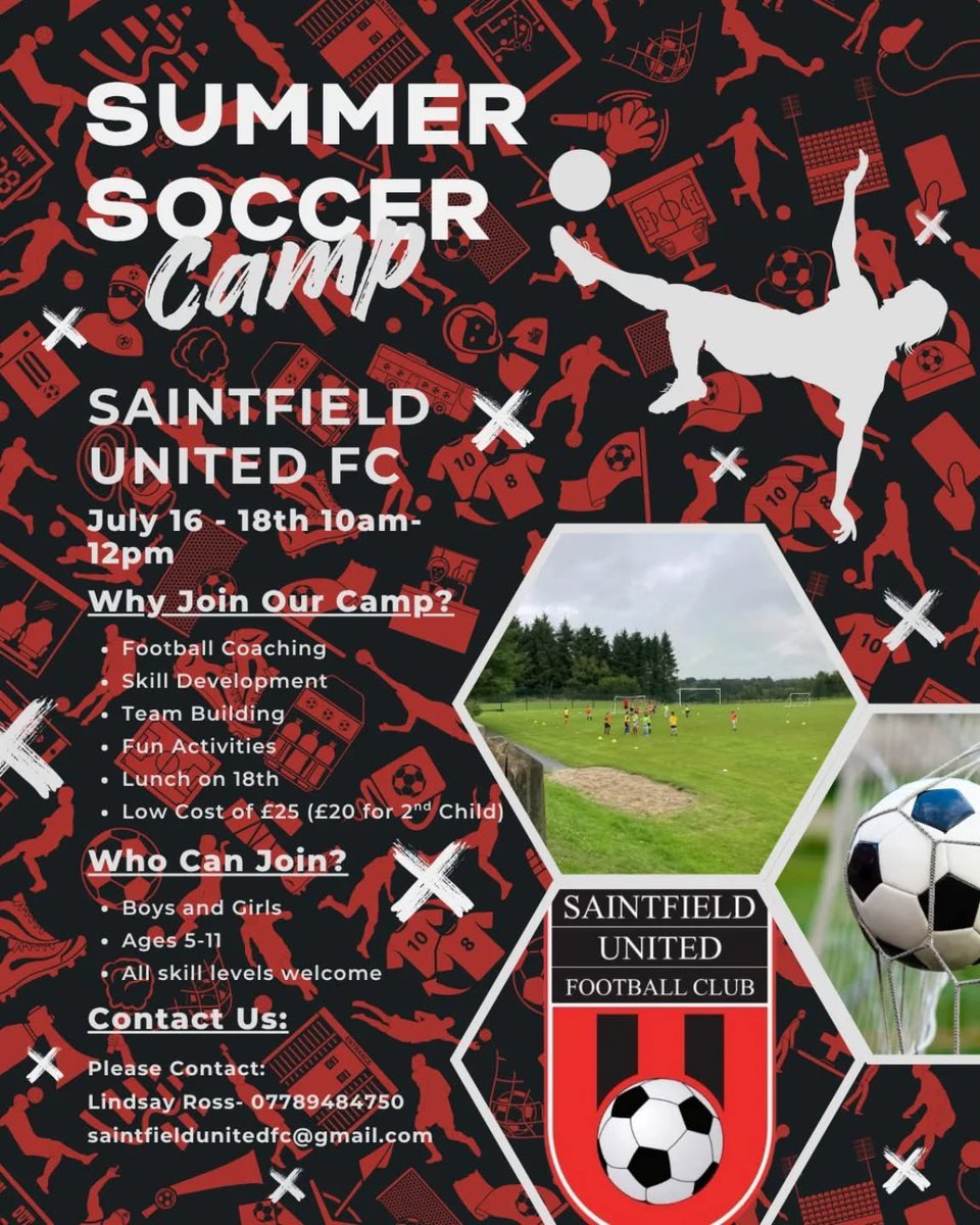 Our Summer Scheme is open for 2025 🔴⚫️

16-18th July 🌞

⏰ 10am-12pm

£25 per child (£20 for second child)

⚽️ Ages 5-11

Spaces limited so get in early

Contact Lindsay Ross 07789 484750

Sponsored by cashforcars.de <a href="/CopartUKLimited/">Copart UK</a> 

🔴⚫️ #summer25 #saintsahead 🔴⚫️