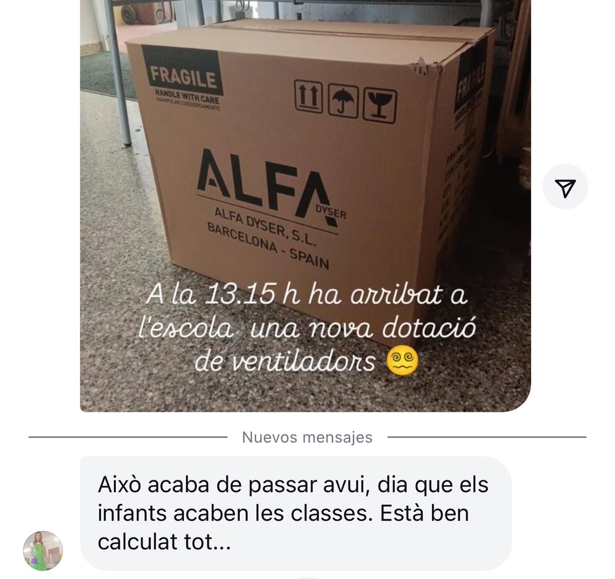 Just avui que és l’últim dia de classe, arriben els ventiladors 👌🌈

#EtFelicitoFill