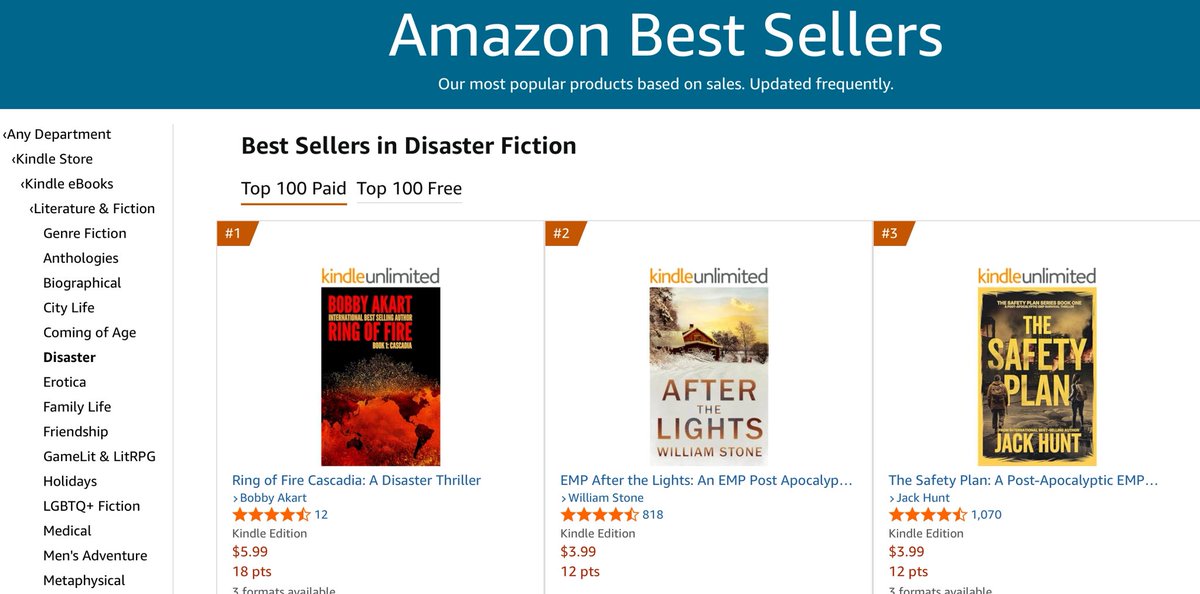 I’d like to thank my readers for rewarding my latest novel, Ring of Fire Cascadia, with #1 Bestseller rankings on <a href="/amazon/">Amazon</a> for both Disaster Fiction and Technothrillers. More to come!
