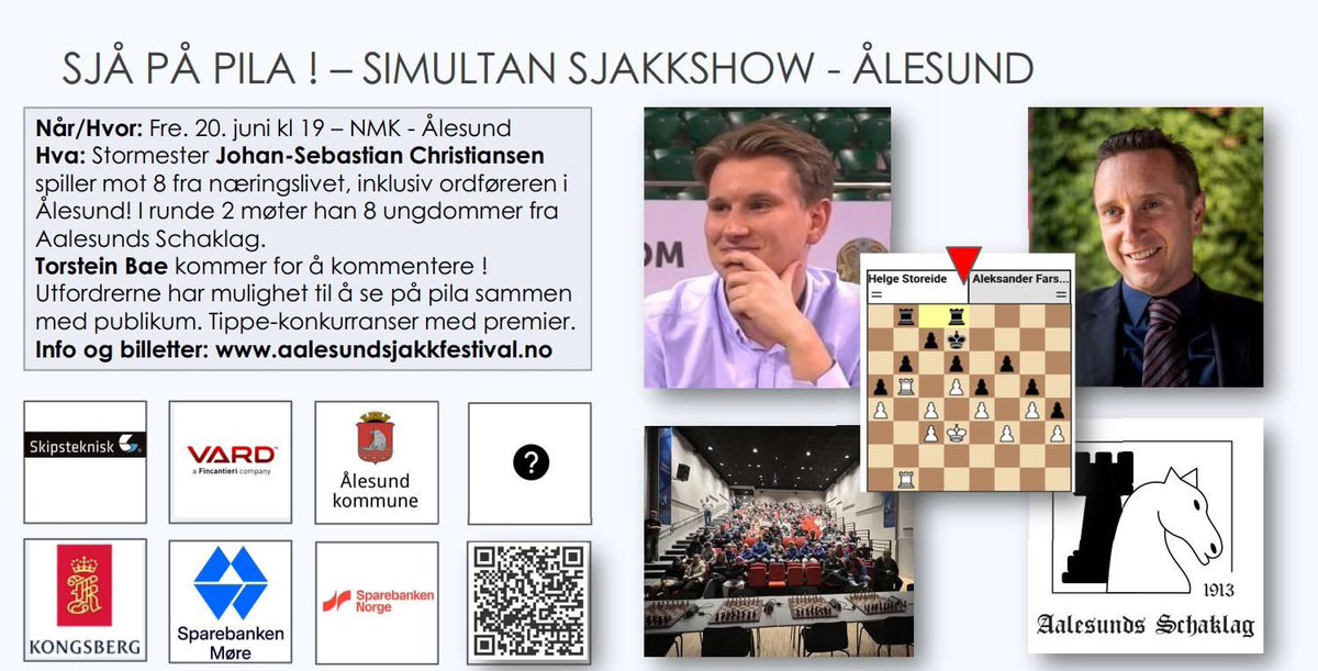 Ålesund sjakkfestival 2025♟️

Utsolgt i dag, men kom innom Atlanterhavsparken i morgen!

Les mer på: aalesundsjakkfestival.no