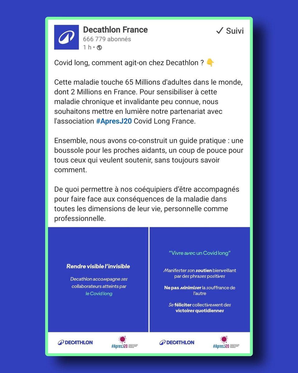 🎯 3ème Journée #CovidLong chez DECATHLON FRANCE : agir pour l’inclusion au travail !🎯

Quelle fierté de renouveler pour la 3ème année consécutive le partenariat #ApresJ20 - Association Covid Long France et la #MissionHandicap de <a href="/Decathlon/">Decathlon</a> !