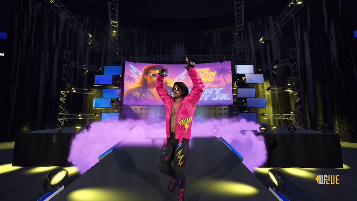 HolyVince7's tweet photo. #WWE2k25 #1WF #universemode 

Introducing Johnny Valiant Jr.

Johnny Valiant Jr. was raised by his mother — a former rock groupie — and never knew his father personally.
But one thing is certain: he doesn’t carry the name “Valiant” by accident. https://t.co/eKjKycNIsh