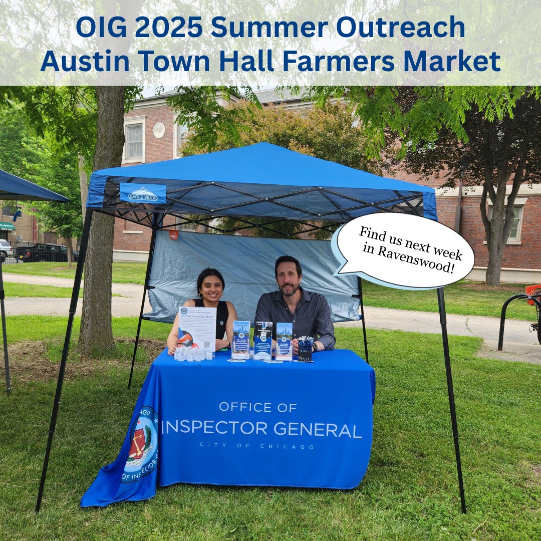 ChicagoOIG's tweet image. Thank you to Austin Town Hall City Market for hosting OIG at a wonderful Farmers Market last week! Find OIG in a neighborhood near you this summer! ow.ly/oUXb50WaLSA