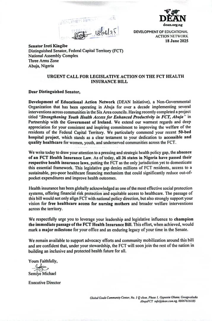 deeoho's tweet image. Health insurance is a proven social protection tool that lifts people out of poverty and ensures access to care.
Passing the FCT Health Insurance Bill will be a major legislative win for your offices, @IretiKingibe &amp;amp; @hon_obika.
#ProtectFCTLives #PassTheBill