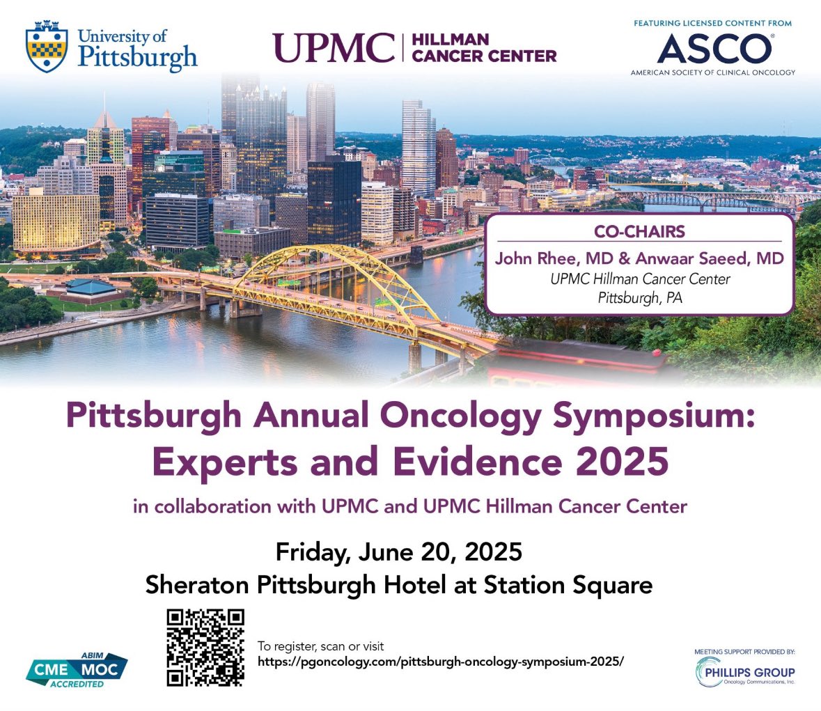 AnwaarSaeed3's tweet image. 🚨 Kicking off the Pittsburgh Annual Oncology Symposium: Experts & Evidence 2025 today!
A full day of cutting-edge science, thought-provoking discussions, and collaboration with some of the brightest minds in oncology. @UPMCHillmanCC @UPMCPhysicianEd @PittTweet
@JohnRheeMD