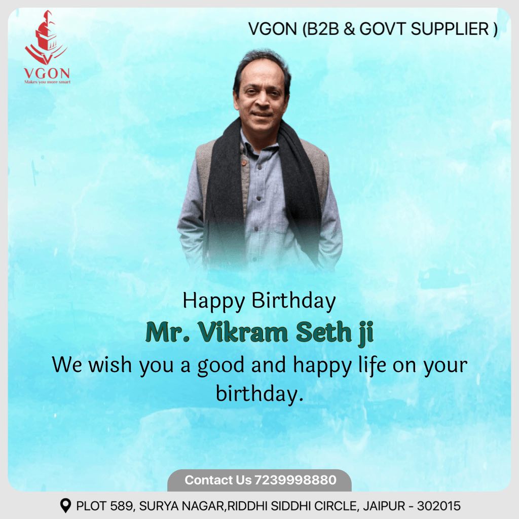 VgonGroup's tweet image. Happy Birthday to the incredible Mr. Vikram Seth! 🎉📚 May your day be filled with joy and inspiration. #VikramSeth #BirthdayWishes
#happybirthday #literarygenius #celebratecreativity #joyfulday #vgon #vgongroup
