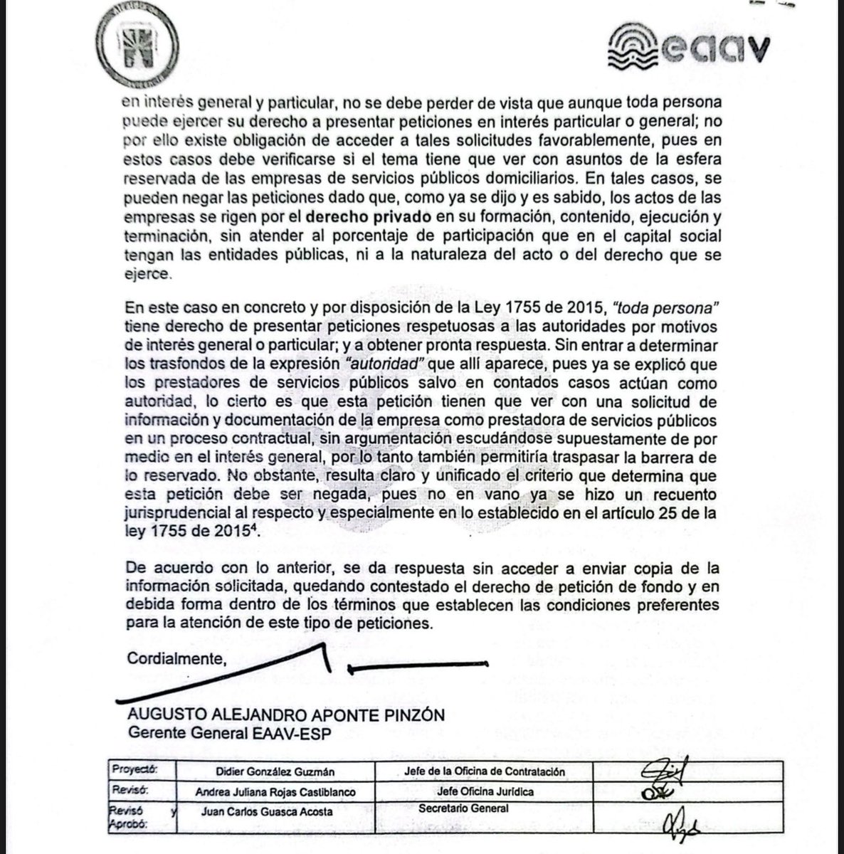 Gustavo Basto (@gustbasto) on Twitter photo ¿Por qué la <a href="/eaavesp/">Acueducto de Villavicencio</a> no quiere entregar la copia del contrato por más de $ 600 millones donde contrataron carro tanques para suministrar agua potable en la ciudad?
¿Que están escondiendo?
¿Tendrán negocio ?
¿Les ha llegado agua en carro tanques? ¿Por qué la <a href="/eaavesp/">Acueducto de Villavicencio</a> no quiere entregar la copia del contrato por más de $ 600 millones donde contrataron carro tanques para suministrar agua potable en la ciudad?
¿Que están escondiendo?
¿Tendrán negocio ?
¿Les ha llegado agua en carro tanques?