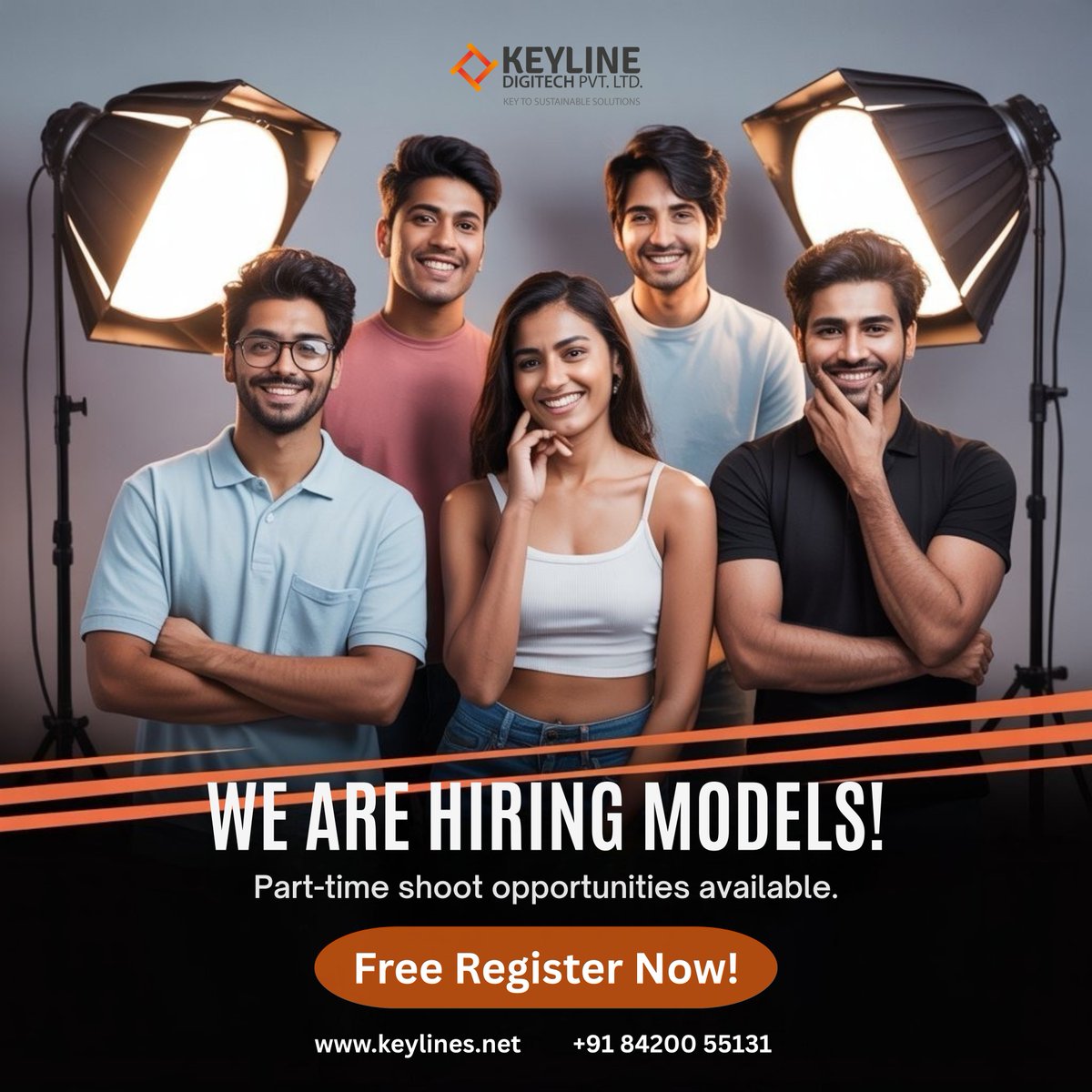 KeylineDigiTech's tweet image. Ready to shine in front of the camera? Keyline Digitech is searching for fresh faces and spirited personalities for exciting part-time modelling opportunities!
Registrations open - docs.google.com/forms/d/e/1FAI…
Visit us at keylines.net or call +91 8420055131 today!