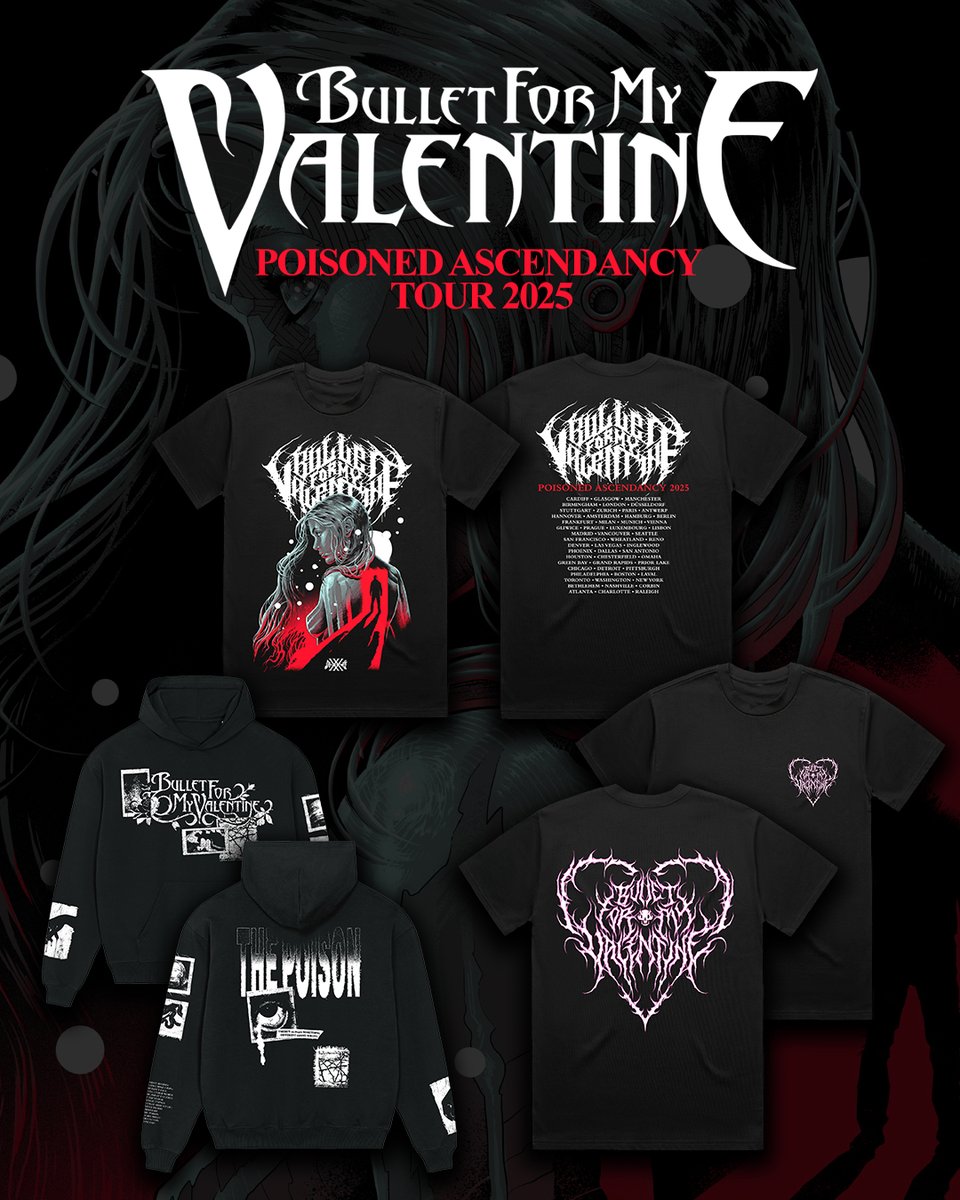 We have a few leftovers from The Poisoned Ascendancy tour, now live on our merch store. Grab them before they’re gone

merch.bulletformyvalentine.com