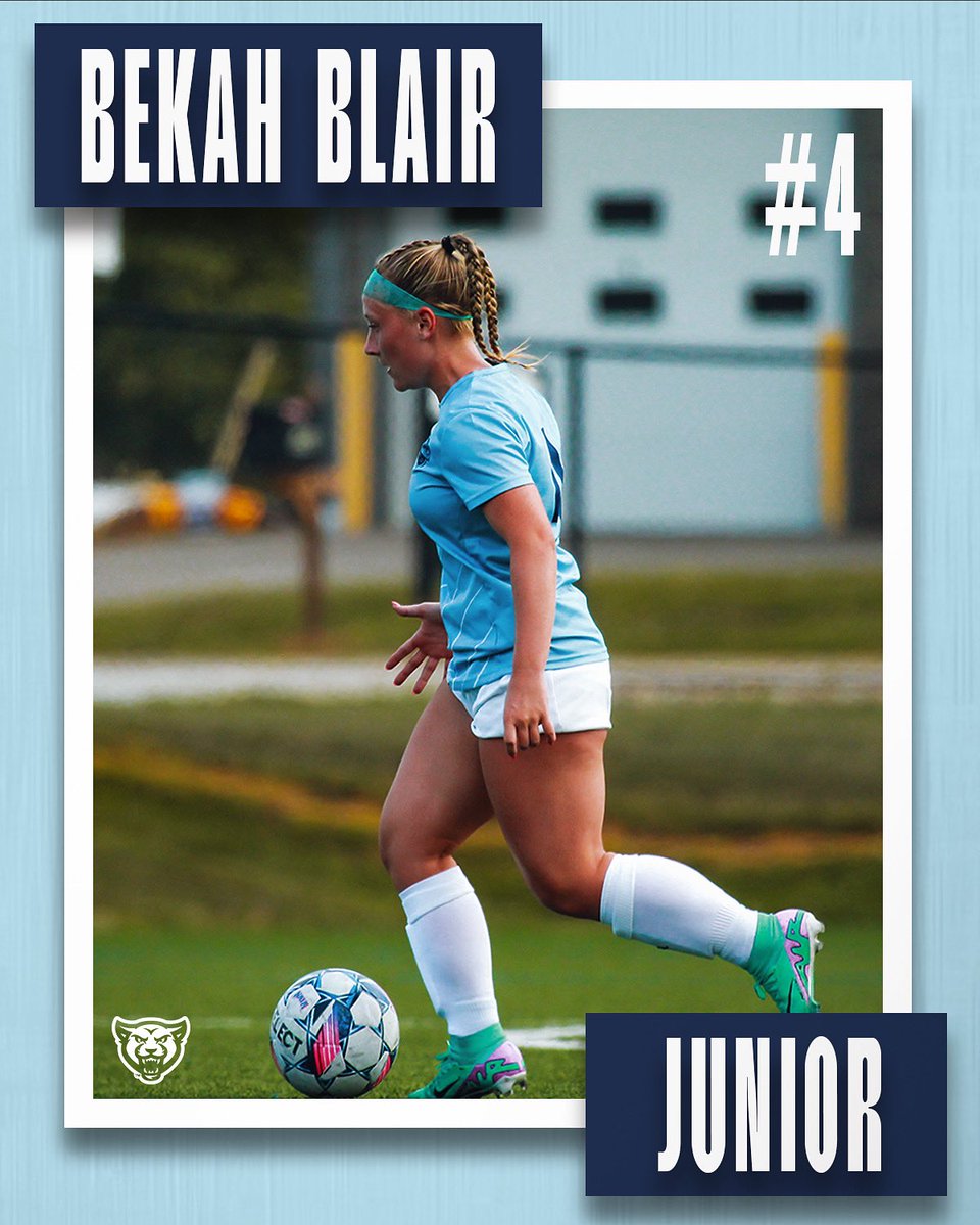 Next up returning this upcoming fall we have Junior #4 Bekah Blair! ⚽️🩵

Here are some fun facts about Bekah you might not know:
-She loves her dog, Callie.
-She has played 3 international games in England.
-She loves the beach.
-She has a varsity letter in wrestling.